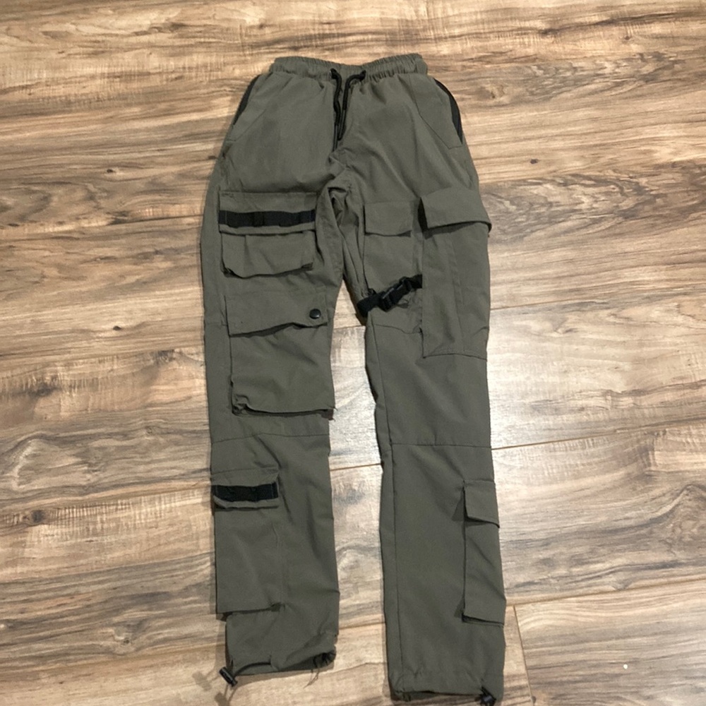 Unisex American stitch muted olive green cargo style funky lightweight pants
